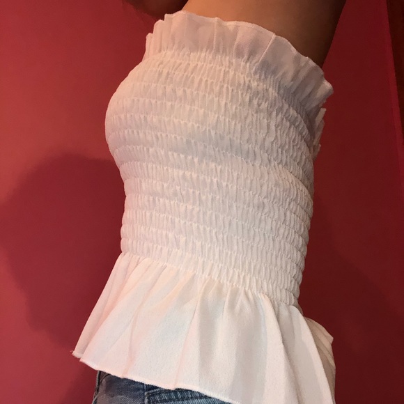 White Ruffle Tube Top - Picture 2 of 3